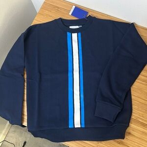 Addison Bay Navy Blue Sweatshirt with Blue and White Stripes